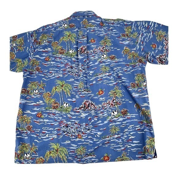 Big Dogs Blue Hawaiian Shirt Button Up Short Sleeve Palm Island Blue Mens Size L - Picture 7 of 9